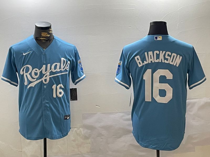 Men Kansas City Royals #16 B.Jackson Light Blue Game 2024 Nike MLB Jersey style 4->kansas city royals->MLB Jersey